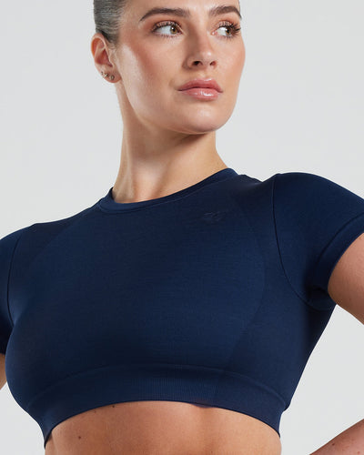 Motion Seamless Short Sleeve Crop Top | Sapphire Blue