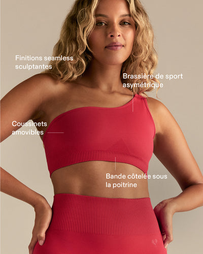 Power Seamless One Shoulder Bra | Spicy Red