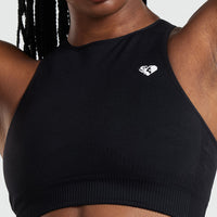 Power Seamless High Neck Bra | Black