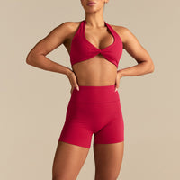 Essential Twist Front Halter Bra | Strawberry Kiss