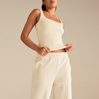 Smooth Contour Midi Square Neck Tank | Coconut White