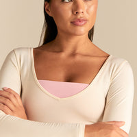 Smooth Contour Long Sleeve Reversible T-Shirt | Coconut White