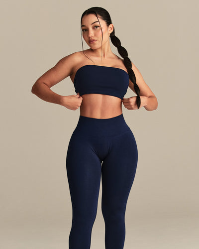 Essential Twist Back Bandeau Bra | Sapphire Blue