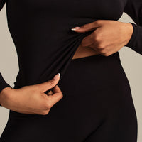 Smooth Contour Midi Crew Neck Long Sleeve T-Shirt | Black