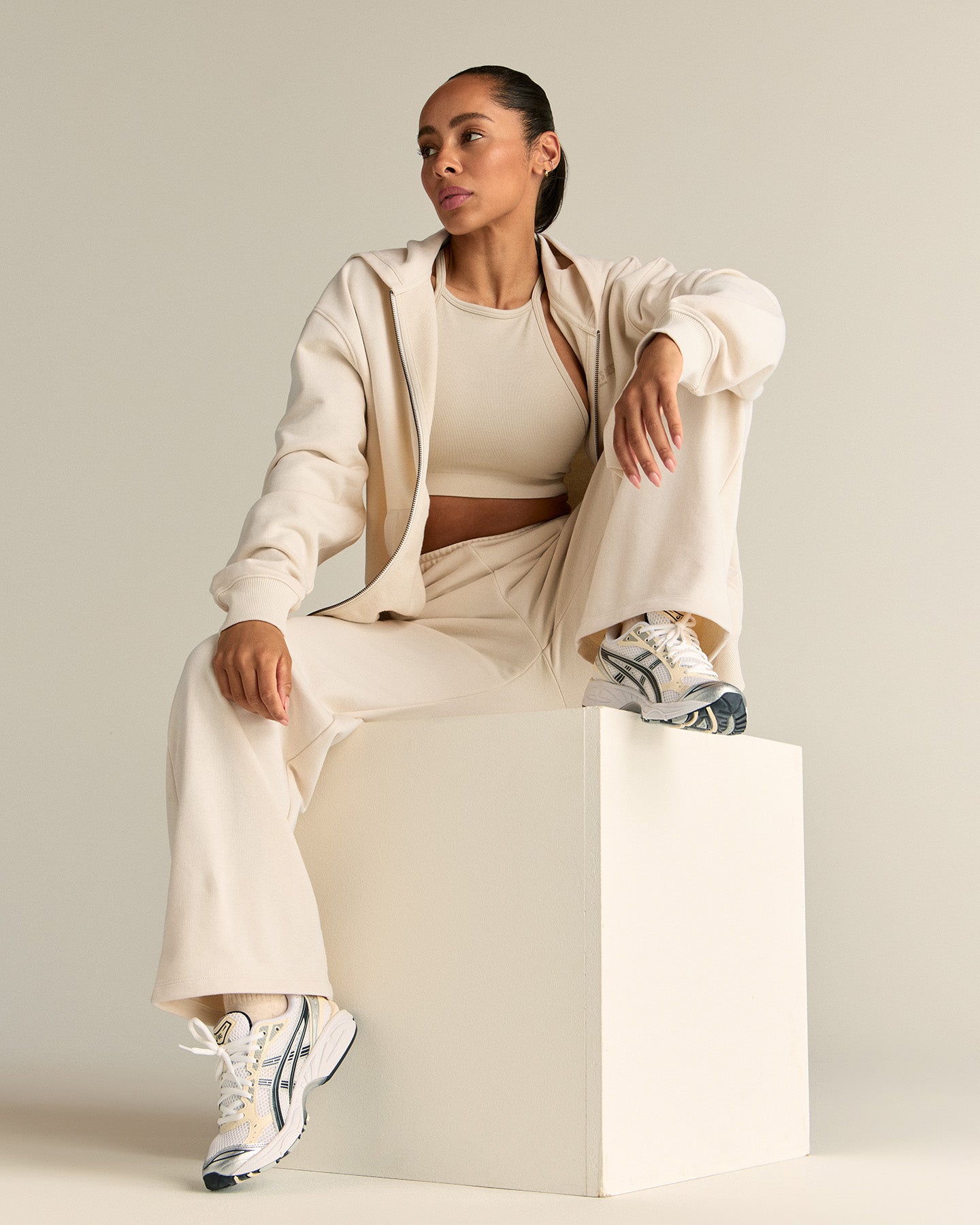 Comfort Lightweight Oversized Zip Up Hoodie | Off White