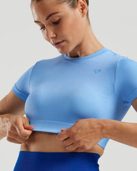 Motion Seamless Short Sleeve Crop Top | Sky Blue