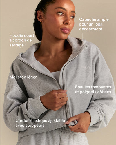 Comfort Lightweight Draw Hem Hoodie | Grey Marl