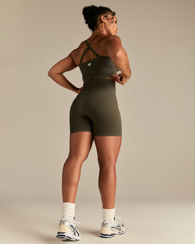 Power Seamless Shorts | Dark Olive