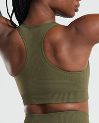 Power Seamless High Neck Bra | Khaki