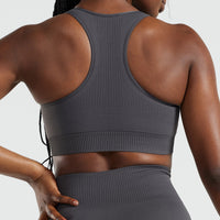 Power Seamless High Neck Bra | Graphite