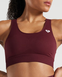 Power Seamless Sports Bra | Dark Cherry