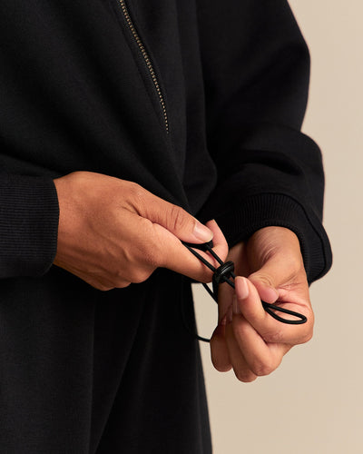 Comfort Lightweight Draw Hem Hoodie | Black