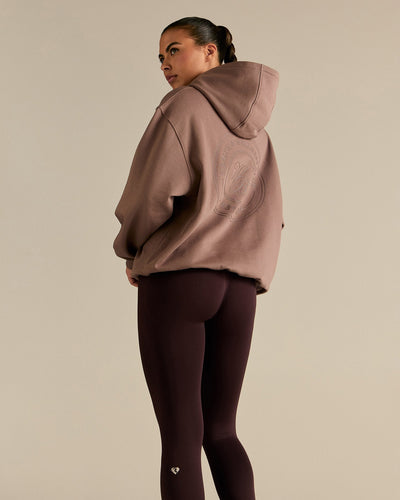 Comfort Oversized Health Club Graphic Hoodie | Mocha