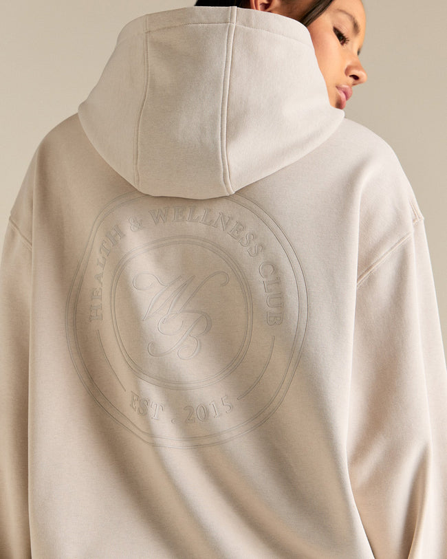 Comfort Oversized Health Club Graphic Hoodie | Stone