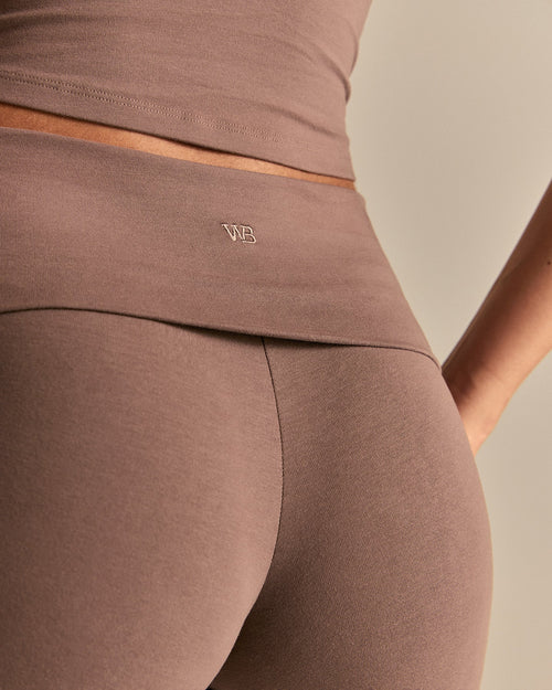 Cotton Contour Fold Over Shorts | Mocha