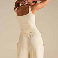 Smooth Contour Midi Square Neck Tank | Coconut White