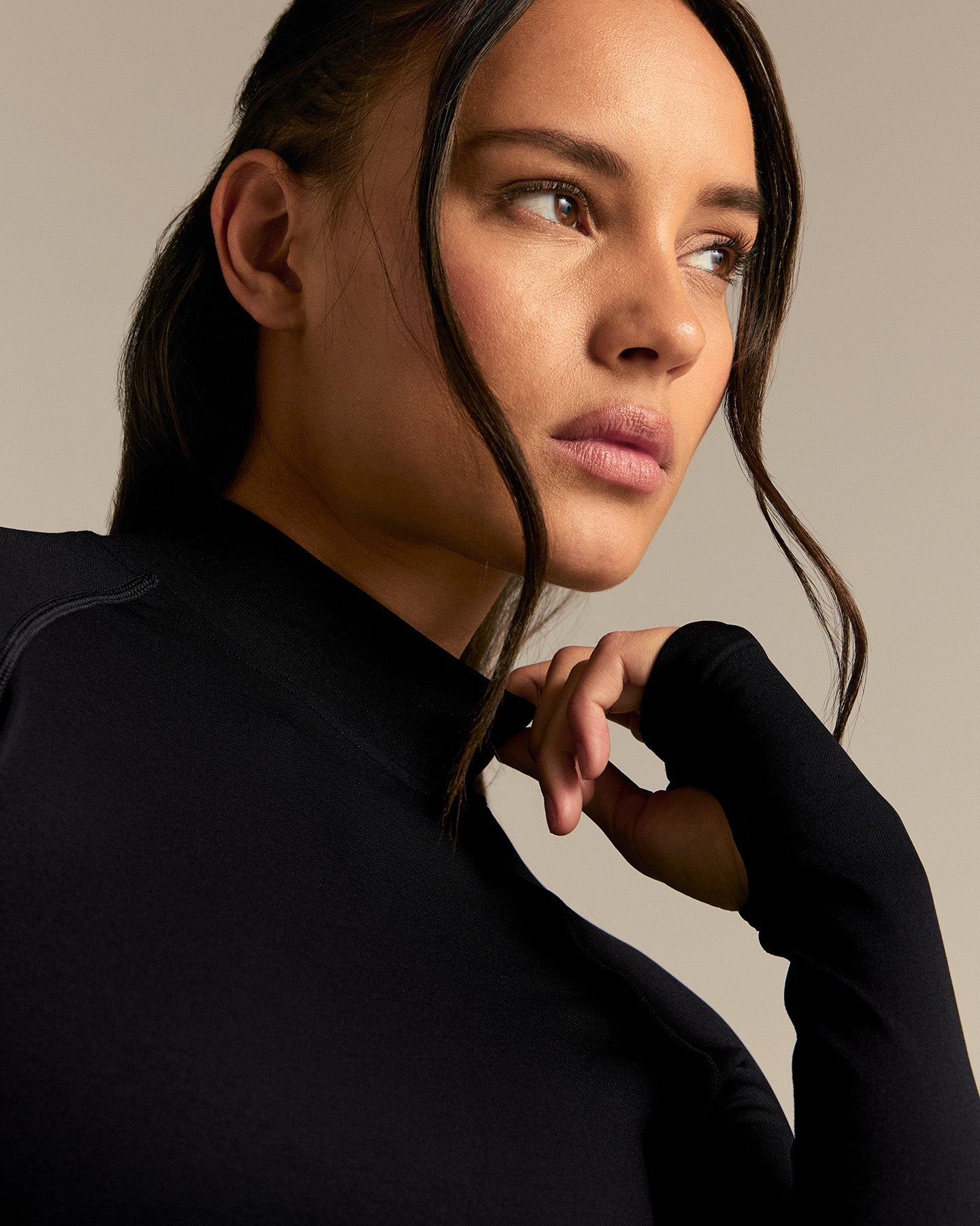 Power Seamless Mock Neck Long Sleeve Top | Black