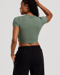 Comfort Ribbed Cropped T-Shirt | Sage