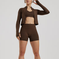 Define 2.0 Seamless Full Zip Midi Jacket | Cocoa