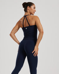 Essential Built-In Bra Midi Tank | Sapphire Blue