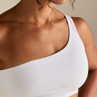 Power Seamless One Shoulder Bra | White