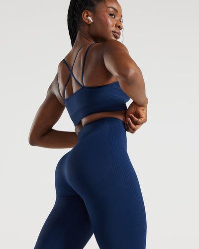 Legging côtelé bleu marine à cordons ajustables | FR Legging côtelé bleu marine à cordons ajustables | FR