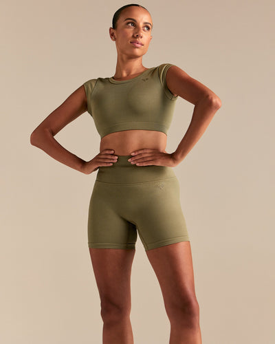 Motion Seamless Open Back Short Sleeve Crop Top | Willow