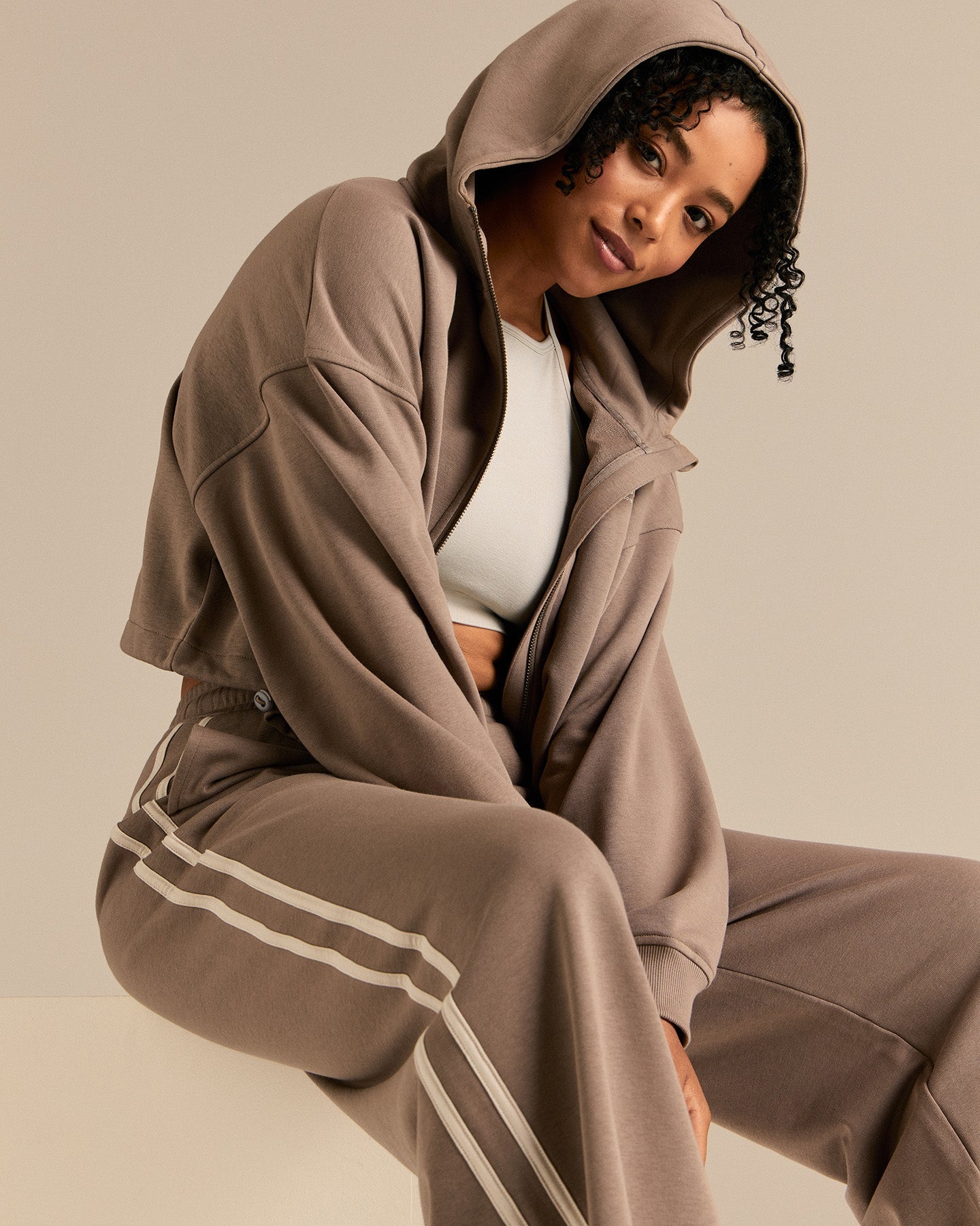 Comfort Lightweight Draw Hem Hoodie | Taupe Grey