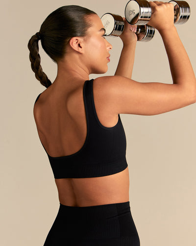 Power Open Back Mini Bra | Black