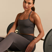 Essential Built-In Bra Crop Tank Top | Slate Grey