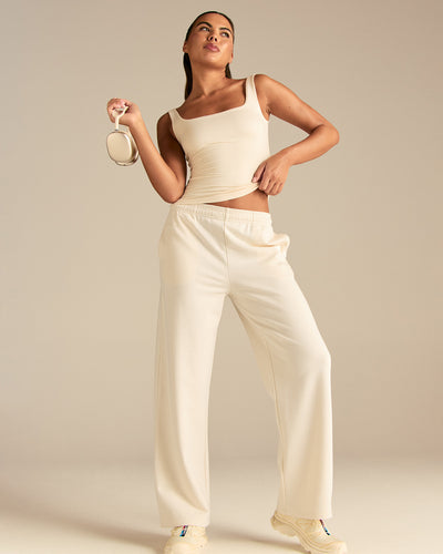 Smooth Contour Midi Square Neck Tank | Coconut White