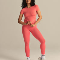 Smooth Contour Midi Short Sleeve T-Shirt | Sunlit Coral