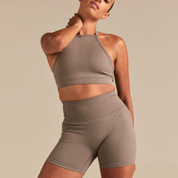Motion Seamless Racer Front Bra | Taupe Grey