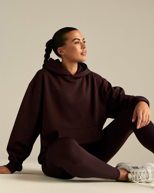 Comfort Oversized Health Club Graphic Hoodie | Cafe Noir