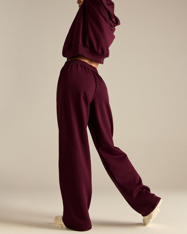 Comfort Cozy Straight Leg Joggers | Merlot