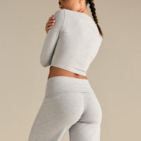 Cotton Contour Long Sleeve T-Shirt | Grey Marl