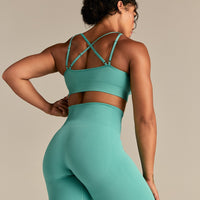 Power Seamless Adjustable Sports Bra | Marine Green