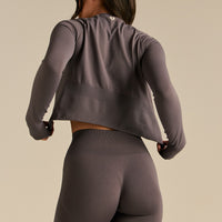 Define 2.0 Seamless Full Zip Midi Jacket | Slate Grey