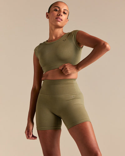 Motion Seamless Open Back Short Sleeve Crop Top | Willow