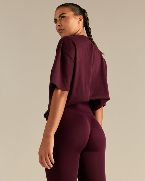 Comfort Oversized Short Sleeve T-Shirt | Vintage Merlot