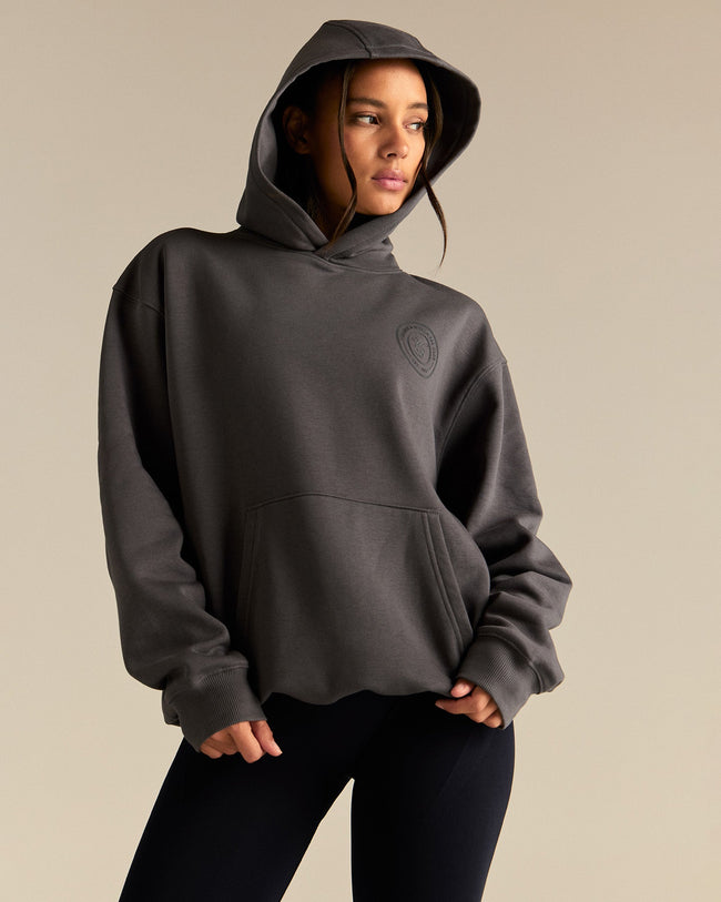 Comfort Oversized Health Club Graphic Hoodie | Graphite