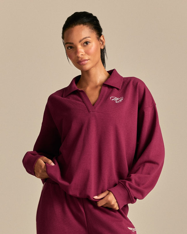 Comfort Lightweight Henley Sweat | Deep Berry (1/6)