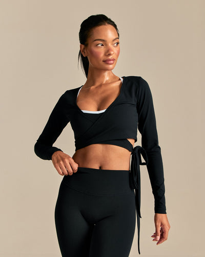 FormFlex Long Sleeve Wrap Top | Black (1/6)