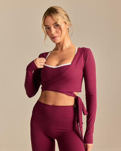 FormFlex Long Sleeve Wrap Top | Deep Berry (1/6)