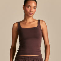 Smooth Contour Midi Square Neck Tank | Cocoa Powder (1/6)