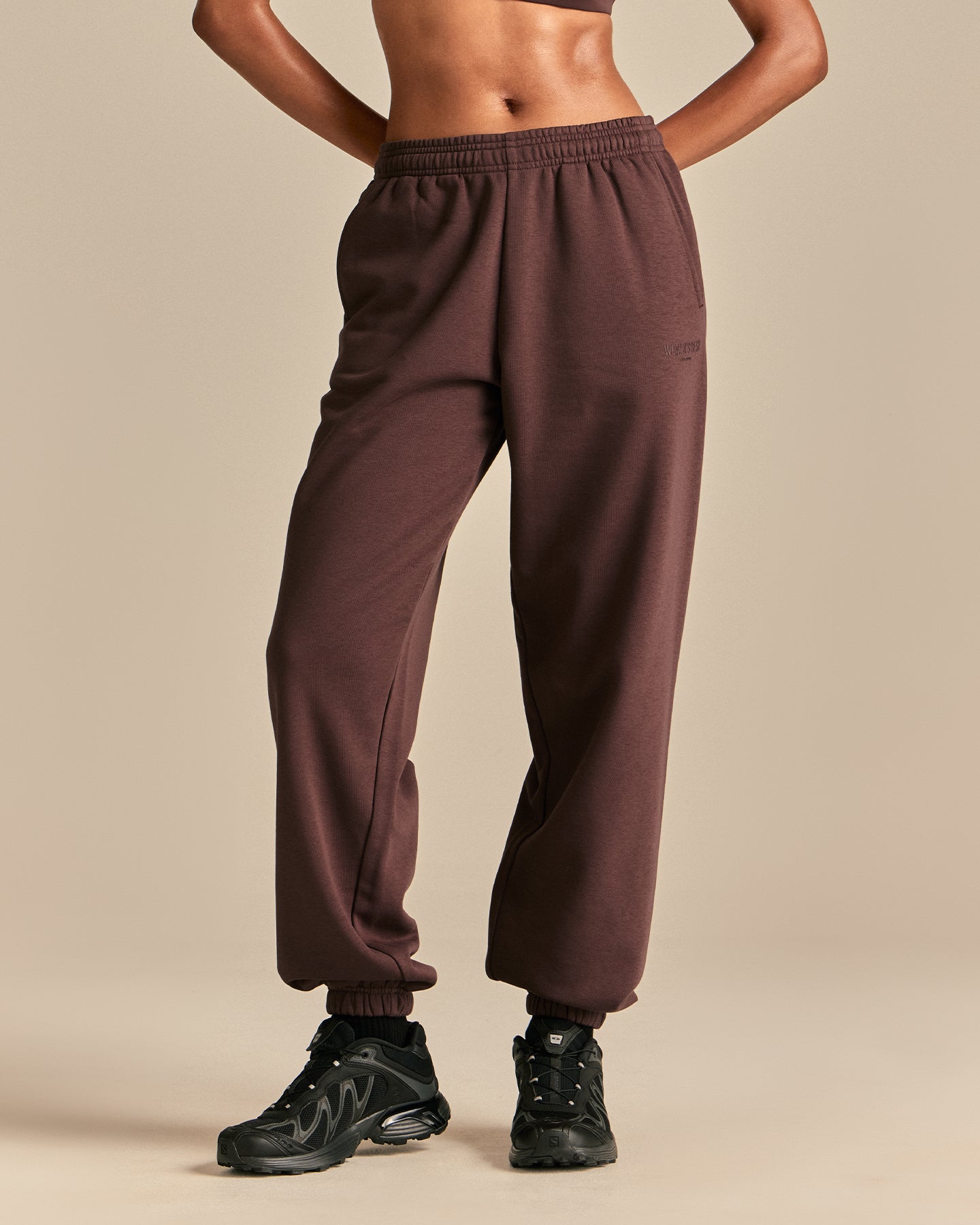 Comfort Mid Waist Cuffed Hem Joggers | Cocoa Powder (1/6)