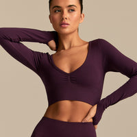 Define 2.0 Long Sleeve Scrunch Crop Top | Blackberry (1/6)