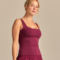 Smooth Contour Midi Square Neck Tank | Deep Berry (1/6)