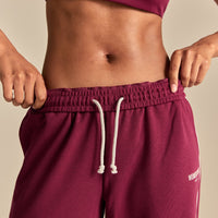 Comfort Mid Waist Contrast Straight Leg Joggers | Deep Berry (2/6)