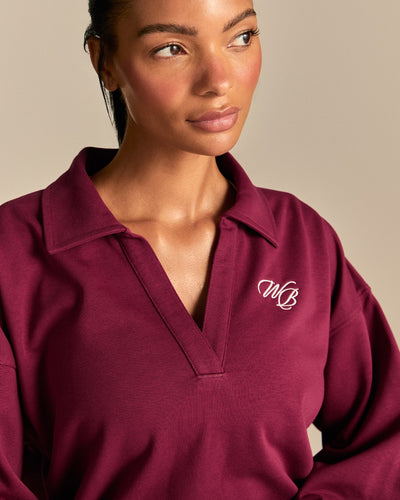 Comfort Lightweight Henley Sweat | Deep Berry (2/6)